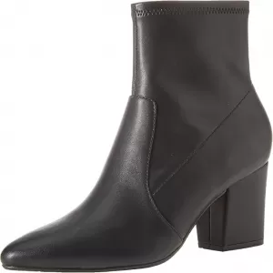 Amazon Essentials Women's Fitted Stretch Ankle Boots – Pointed Toe Block Heel Booties with Memory Foam