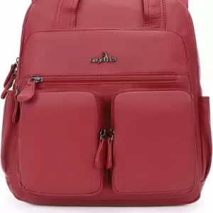 Angel Kiss Washed Leather Backpack – Soft Vegan Leather, Multi-Pocket Casual Travel Backpack