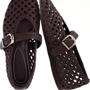 CUSHIONAIRE Wit Hand Woven Womens Flats – Mary Jane Ballet Flats with Adjustable Buckle & Memory Foam