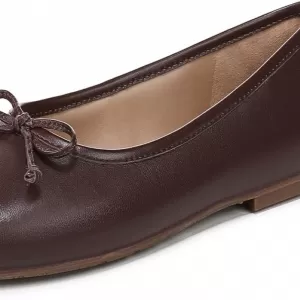Sam Edelman Women's Alie Ballet Flats – Timeless Bow Detail Round Toe Slip On Shoes (Spiced Pecan)