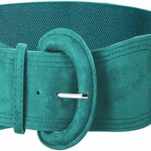 GRACE KARIN Suede Elastic Wide Belt: Stretchy Chunky Buckle, Teal