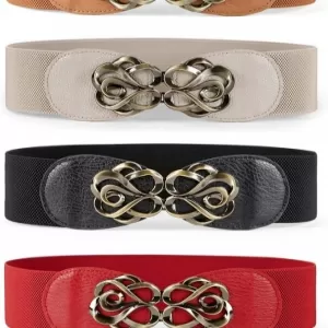 JASGOOD 4 Pack Stretchy Belt: Vintage Elastic Wide Waist Belt