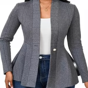 Women's Casual Knit Blazer – Lightweight Button Business Cardigan Jacket for Work Office