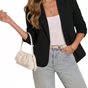 LookbookStore Women's 3/4 Sleeve Blazer – Business Casual Suit Jacket for Work Office
