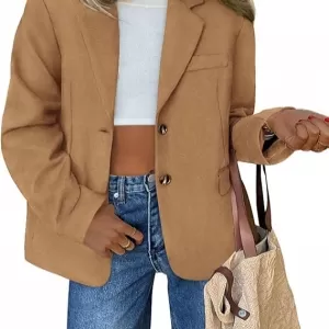 PRETTYGARDEN Women's Faux Suede Blazer – Oversized Business Casual Fall Dressy Suit Jacket for Work Office