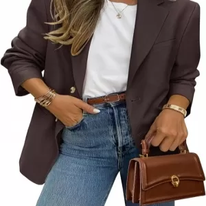 PRETTYGARDEN 2026 Business Casual Blazer for Women – Long Sleeve Lapel Open Front Work Suit Jacket with Pockets