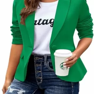 Women's Casual Blazer – Long Sleeve Lapel Button Slim Fit Work Office Blazer Jacket