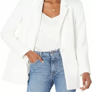 The Drop Women's Blake Long Blazer – Notched Collar Power Blazer for Work or Casual