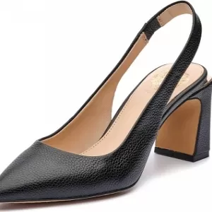 Vince Camuto Women's Hamden Slingback Pump – Pointed Toe Block Heel Dress Shoes with Padded Footbed
