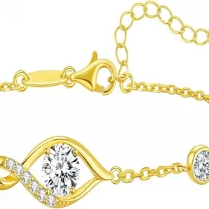 ANDSO Moissanite Infinity Bracelet – 1CT, 18K Gold/Rhodium Plated, Adjustable, Mother's Day Gift
