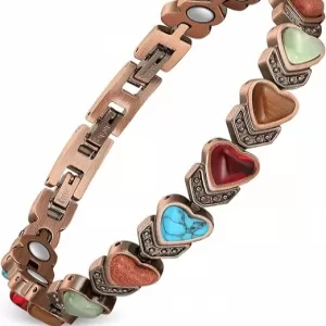 Feraco Magnetic Bracelet – Pure Copper, 3500-3800 Gauss, Natural Turquoise & Stones, Adjustable
