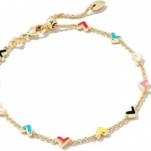 Kendra Scott Haven Heart Chain Bracelet – 14K Gold Plated, Multi Mix Hearts, Adjustable 6.9+0.7