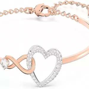 Swarovski Infinity Heart Bangle – Rose Gold Tone, Clear Crystals, 2.25x1.75