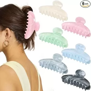 Unbednigt Hair Claw Clips – 6 Pack, Neutral Colors, Non-Slip, Strong Hold for All Hair Types