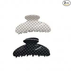 XINHAOLIN Shark Claw Clips – 2 Pcs, Black/White, Wave Point Design, Non-Slip