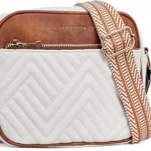 BOSTANTEN Quilted Crossbody – Small Vegan Leather Purse, Wide Guitar Strap, RFID?