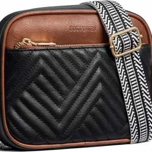 BOSTANTEN Quilted Crossbody – Small Vegan Leather Purse, Wide Guitar Strap (Duplicate)