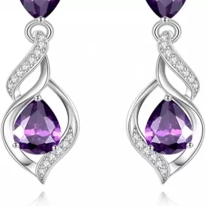 FANCIME Teardrop Birthstone Earrings – S925 Sterling Silver, Infinity Love Design, Gift for Mom/Wife