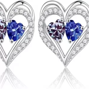 Iefil 925 Sterling Silver Birthstone Earrings – January Garnet, Mother's Day Gift for Mom/Wife