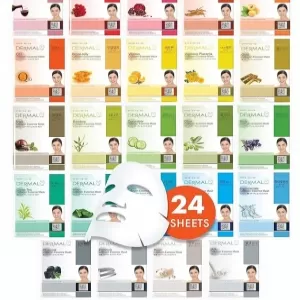 DERMAL 24 Combo Pack Korean Face Mask – 24pcs, Variety Essences, Daily Skincare