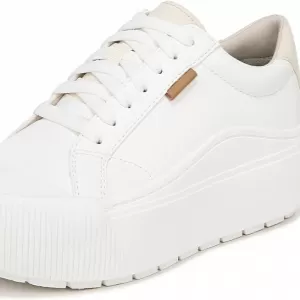 Dr. Scholl's Women's Time Off Max Sneakers – Ultra-Flexible Lace Up Shoes with Easy Clean Repellant (White Smooth)