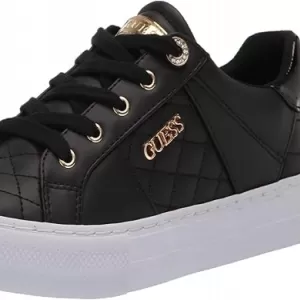 Guess Women's Loven Sneaker – Quilted Faux Leather Lace-Up Platform, Cushioned & Breathable