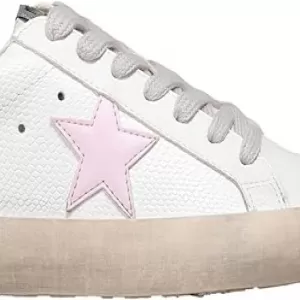 Mi.iM Sofia Rubber Sole Lace Up Low Top Sneakers – Star Accent Fashion Shoes for Women (White)