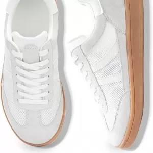 Rosella Carlie Women's Fashion Sneakers – Breathable Mesh Walking Shoes with Removable Insole (White)