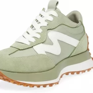 Steve Madden Women's Campo Sneaker – Sage Suede/Nylon Platform Casual Shoes with 1.25