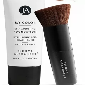Jerome Alexander My Color Self-Adjusting Foundation – Medium, with Kabuki Brush, Hydrating