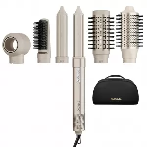7MAGIC 6 in 1 Multi Hair Styler: 110K RPM, Auto-Wrap Curlers, Gold