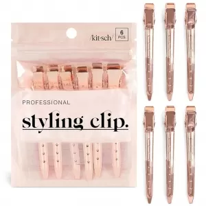 Kitsch Alligator Clips for Hair: 3.5 Inch Aluminum, Rose Gold, 6 Pcs