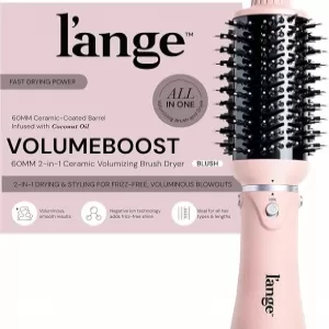 L'ANGE HAIR VolumeBoost Brush Dryer: 60mm Ceramic, Volumizing, Blush