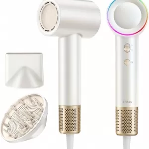 Zibtes High-Speed Hair Dryer: 160K RPM, 500M Ions, Low Noise, 0.77 lbs