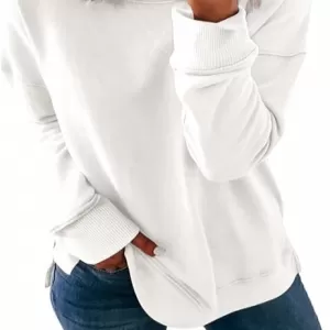 Dokotoo Crewneck Sweatshirt – Loose Soft Long Sleeve Pullover Top for Women (White)