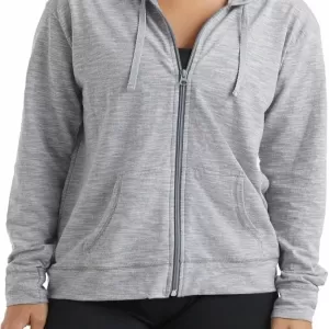 Hanes Slub Knit Full-Zip Hoodie – Textured Cotton Zip-up T-shirt Hoodie for Women