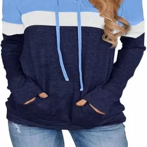 MixShe Fall Long Sleeve Hoodie – Lightweight Color Block Pullover Sweatshirt Casual Top