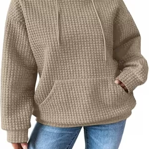 SHEWIN Waffle Hoodie – Drawstring Loose Hooded Sweatshirt with Pocket 2026