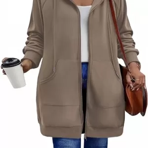 Zeagoo Long Zip Up Hoodie – Oversized Fleece Tunic Sweatshirt Fall Jacket with Pocket