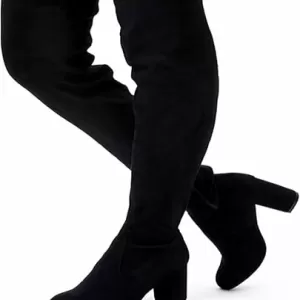 Vepose Women's Aria Thigh High Over The Knee Boots – Suede Long Boots with High Wedge Heel & Inner Zipper