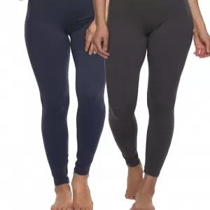 Felina Velvety Soft Lightweight Leggings 2 Pack – Women's Yoga Pants & Workout Clothes (Navy Charcoal)