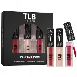 The Lip Bar Perfect Pout Mini Lip Trio Gift Set – 3 Products, Liquid Matte Lipstick + Gloss, Travel Size