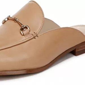 Sam Edelman Women's Linnie Flat Mules – Backless Loafer with Bit Detail & Slip-On Style (French Sand)