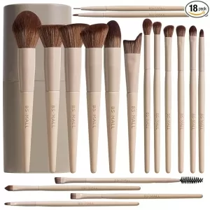 BS-MALL 18 Pcs Matte White Set: Premium Synthetic, Travel Case