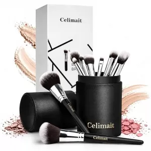 CELIMAIT 12 Pcs Brush Set: Soft Synthetic, Travel Case, Beginner