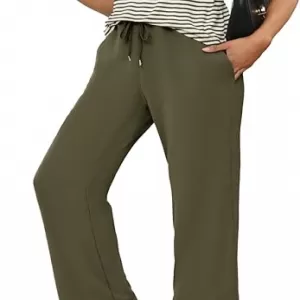 Glamaker Women's 2 Piece Striped Summer Outfit – Short Sleeve Shirt & Wide Leg Pants Casual Lounge Sweatsuit
