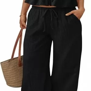 LILLUSORY 2 Piece Summer Set 2026 – Tube Top & Wide Leg Pants Matching Lounge Casual Airport Outfit