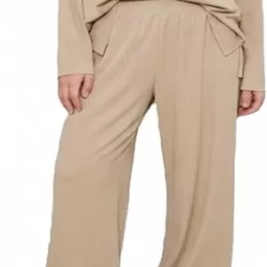Women's Lounge Set – Long Sleeve Top & Wide Leg Pants Two Piece Outfit for Lounging Travel