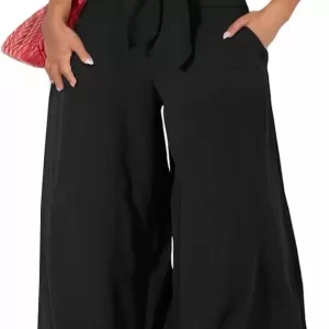 PRETTYGARDEN Women's 2 Piece Summer Outfit 2026 – Cap Sleeve V Neck Belted Crop Top & Wide Leg Pant Set