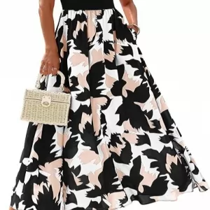 KIRUNDO Women's Boho Floral Maxi Dress – Sleeveless Scoop Neck A-Line Beach Vacation Sundress